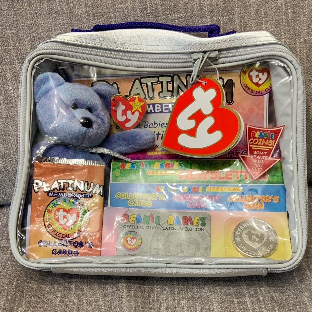 Ty Beanie Babies Club Platinum Set with Purple Bear 1999 unopened brand new